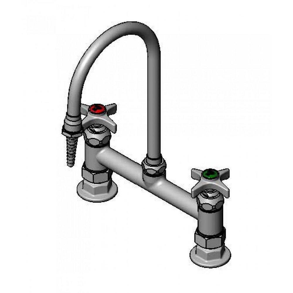 T&S Brass Chrome Lead Law Compliant 2 Handle Cross LAB Faucet Chrome 