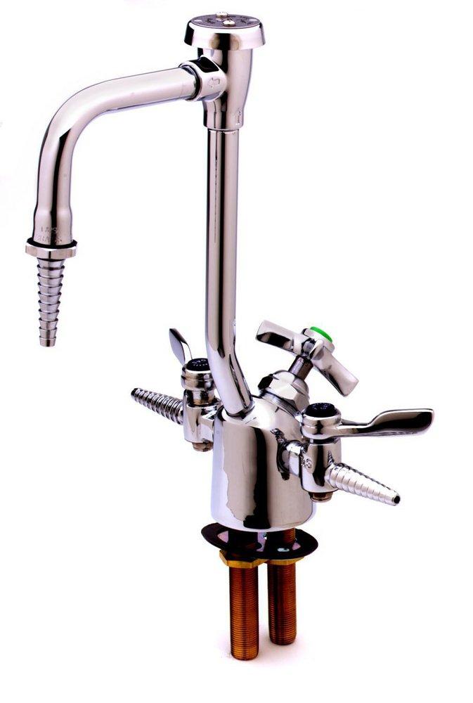 T&S Brass Polished Chrome Combination Gas and Water Faucet with Vacuum Breaker 
