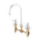 T&S Brass Polished Chrome 2.2 gpm 3 Hole Deck Mount Medical Faucet with Double Lever Handle and Pedal Valve Inlet 