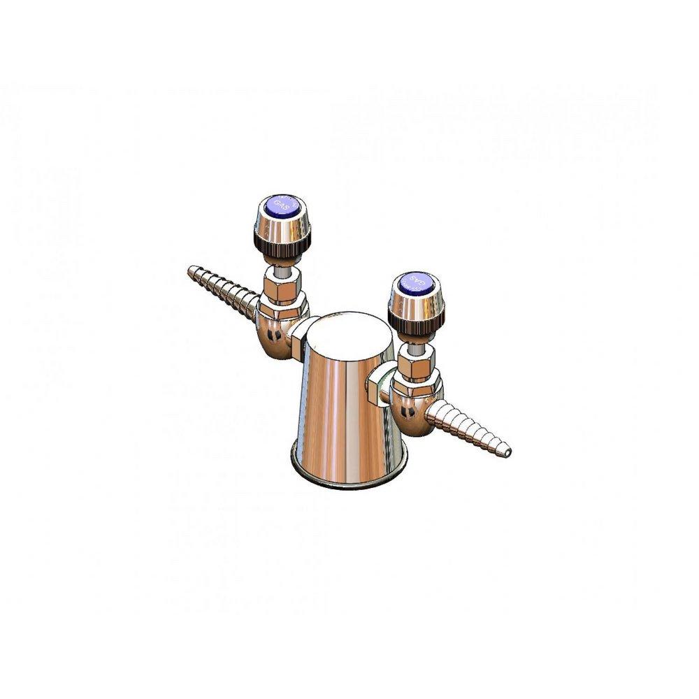 T&S Brass Turret with Two Needle Valve Hose Cocks 