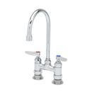 Double Pantry Faucet, Deck Mount, 4" Centers, Swivel Gooseneck