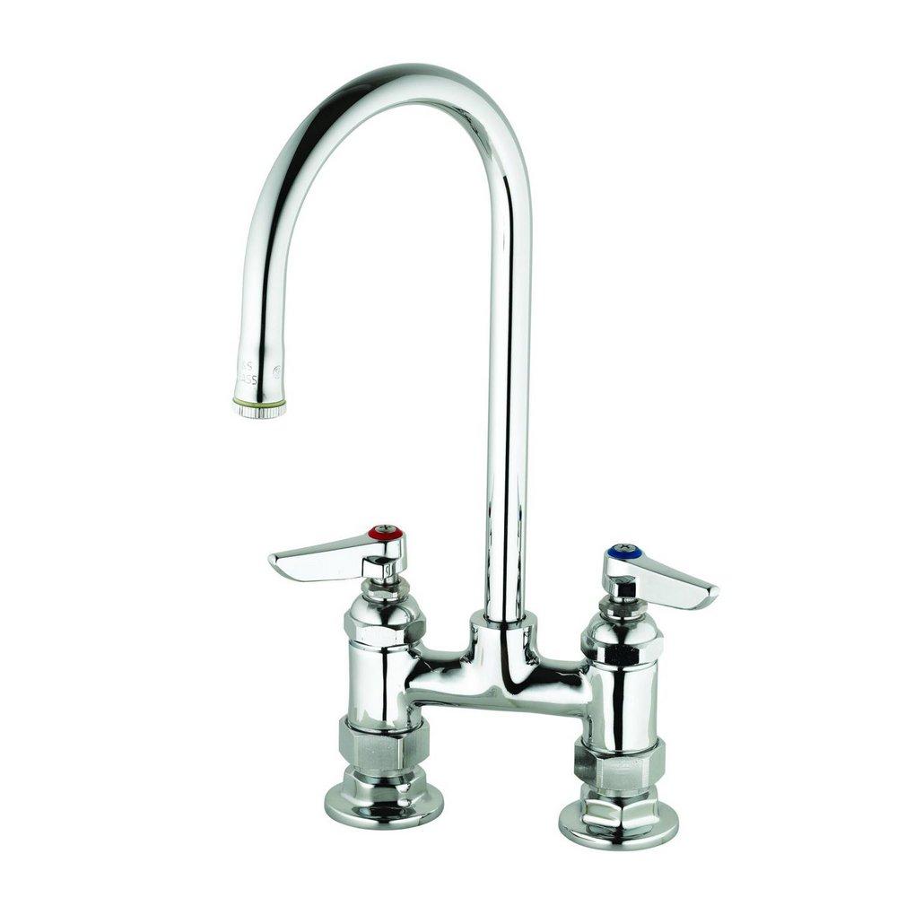 T&S Brass Polished Chrome Deckmount Double Pantry Faucet 