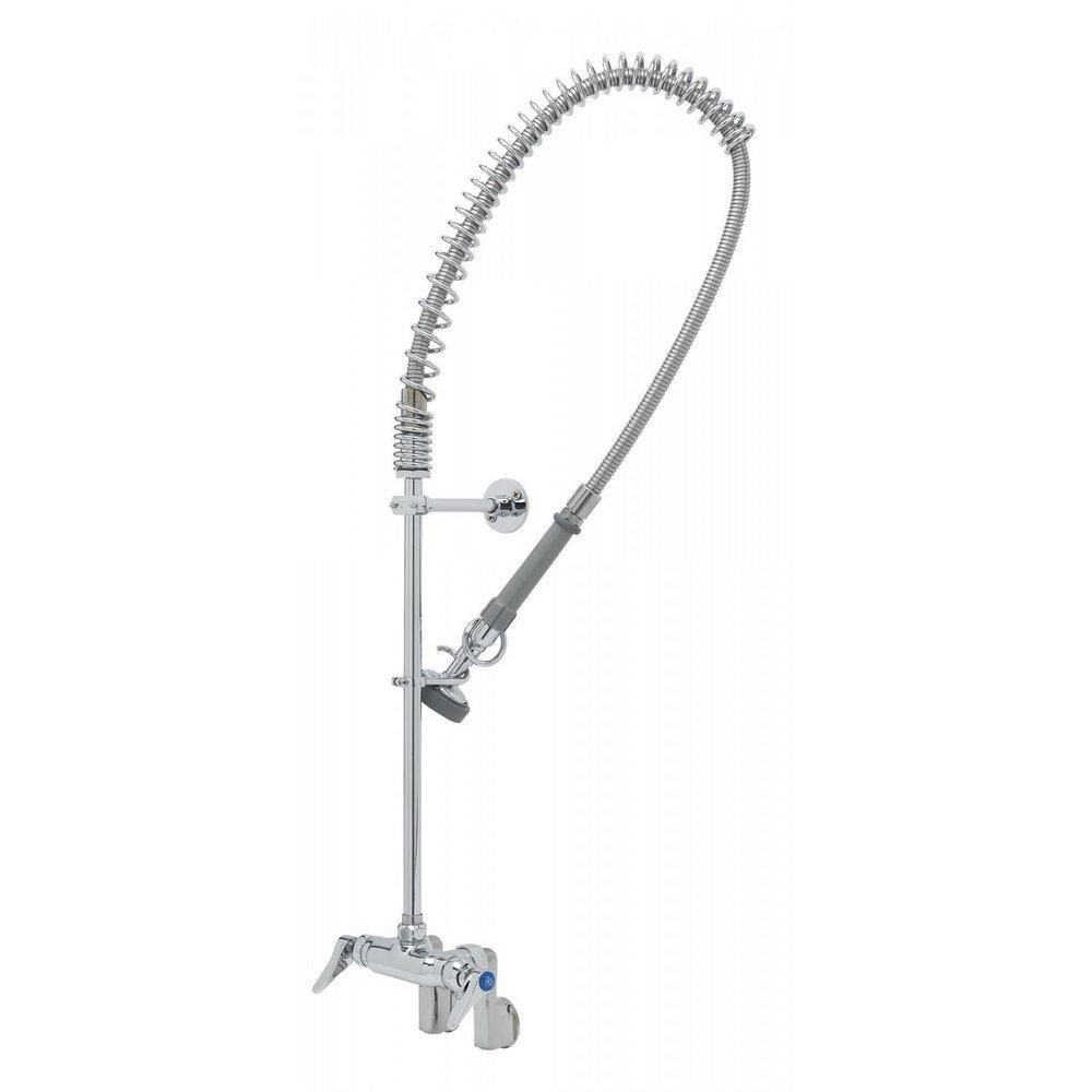 T&S Brass Polished Chrome Two Handle Lever Wall Mount Food Service Faucet 