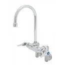 T&S Brass Polished Chrome 2-Hole Wall Mount Rigid Double Pantry Faucet with Double Lever Handle and Adjustable Center 