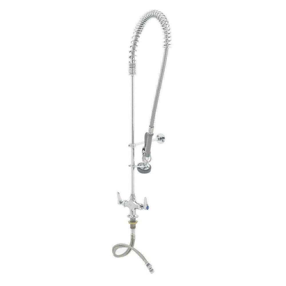 T&S Brass Polished Chrome Two Handle Lever Deck Mount Food Service Faucet 