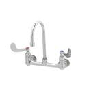 Double Pantry Faucet, Wall Mount, 8" Centers, S/R Gooseneck, 4" Wrist Action Handles