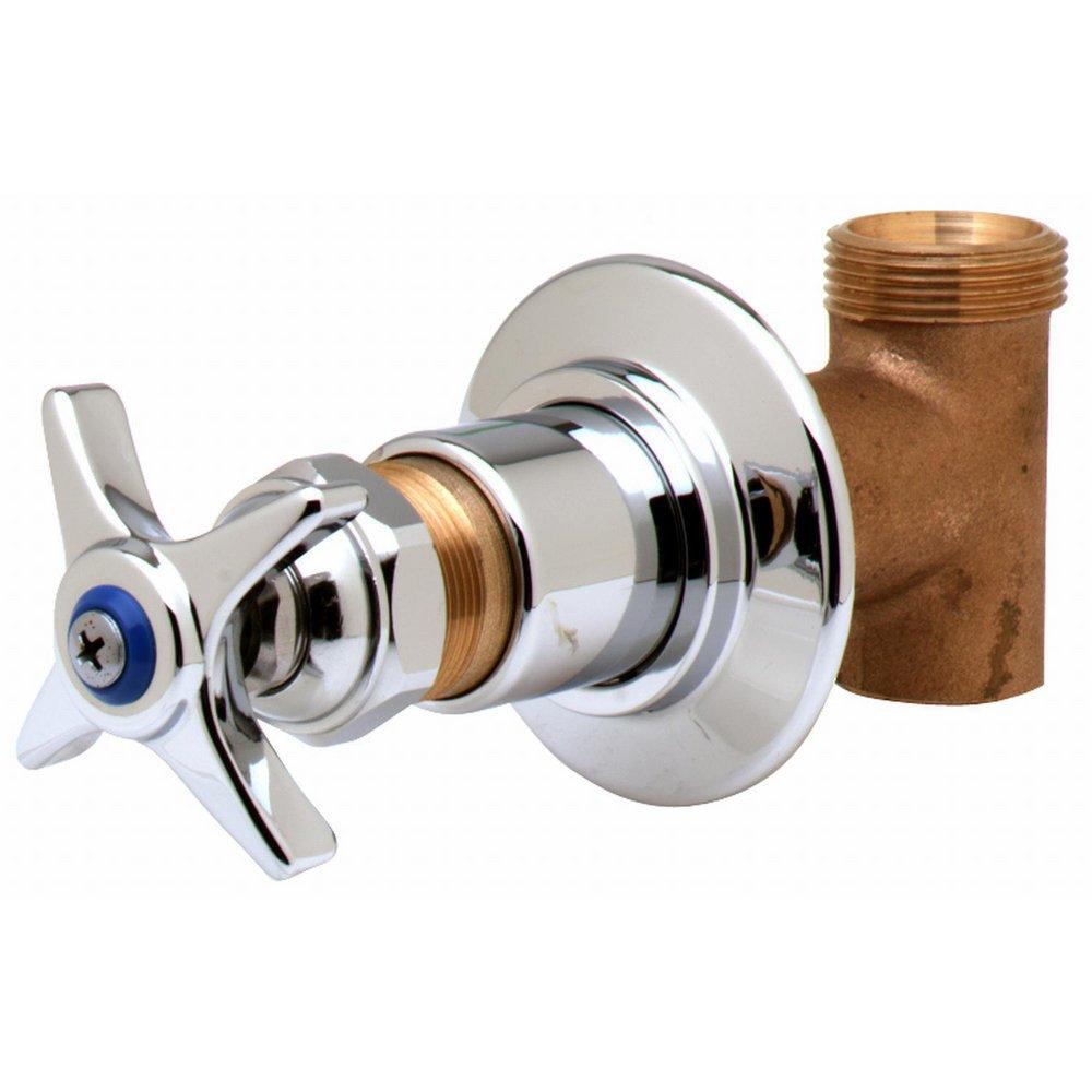 T&S Brass Polished Chrome Single Handle Cross Wall Mount Faucet 