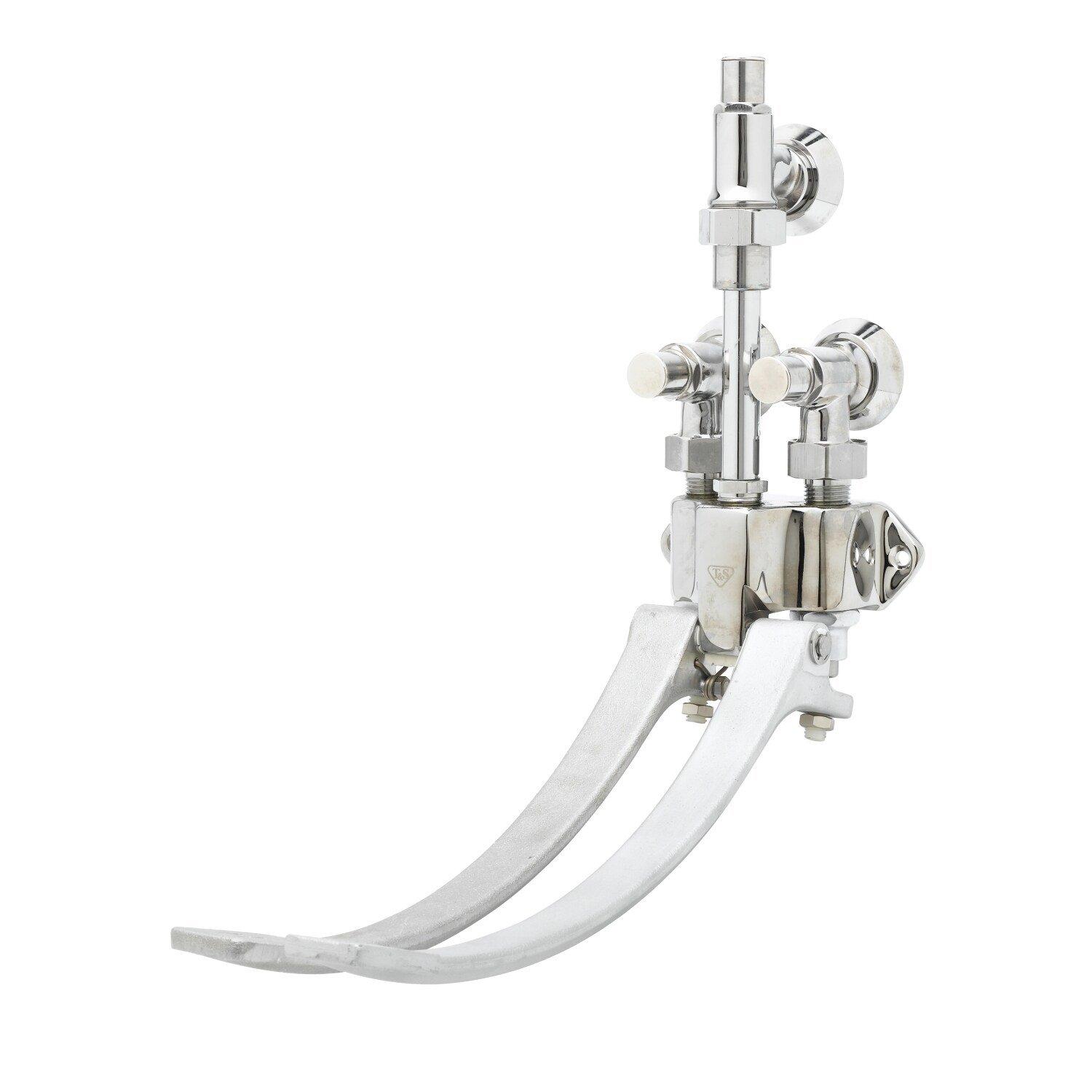 T&S Brass Polished Chrome Double Pedal Valve Wall Mount Angle Stop & Volume Control 