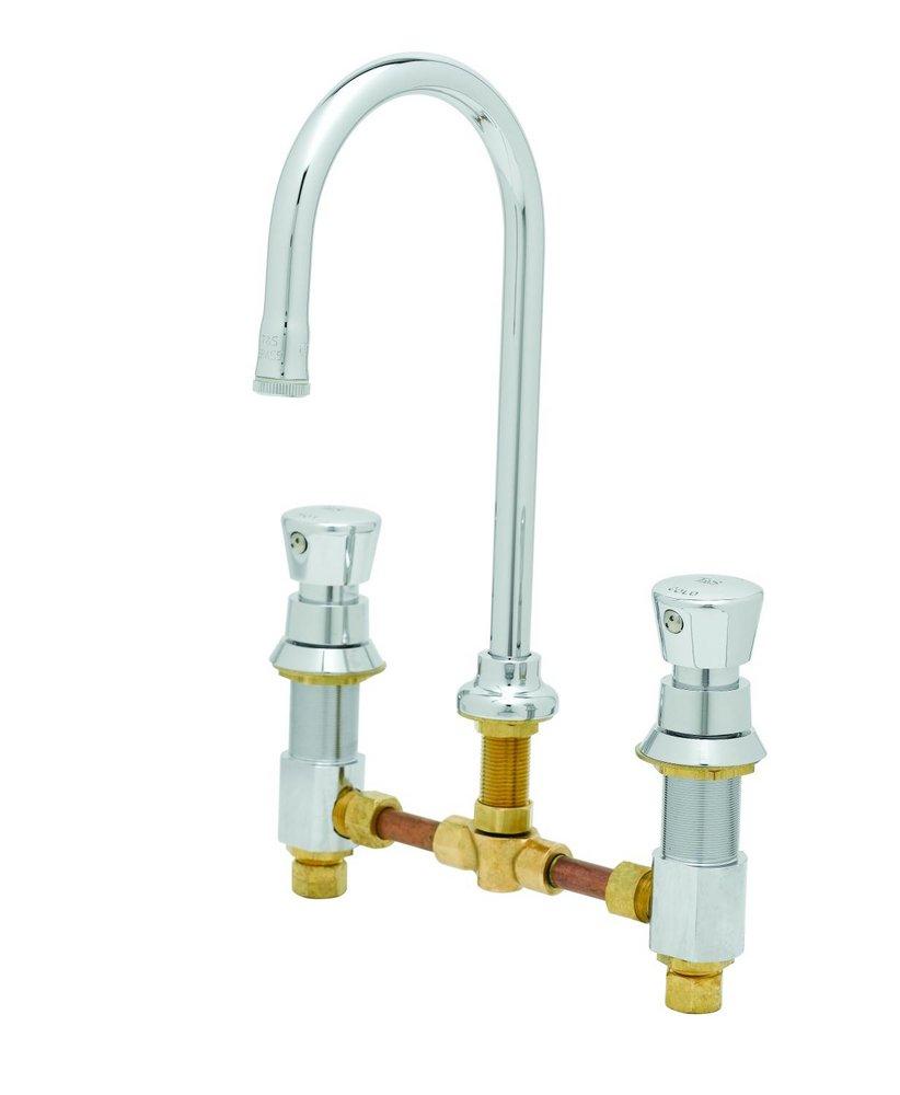 T&S Brass Chrome Two Handle Metering Bathroom Sink Faucet 