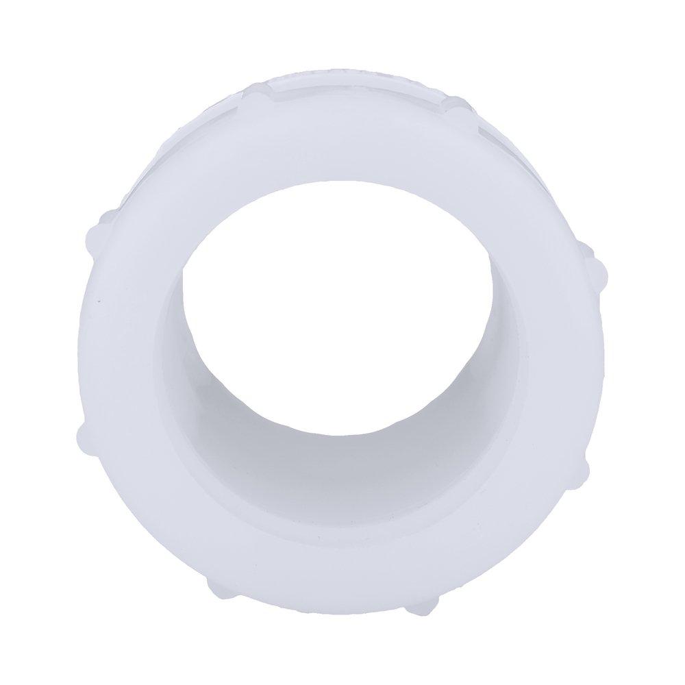 White PVC DWV Male Trap Adapter with Washer & Polyethylene Nut 