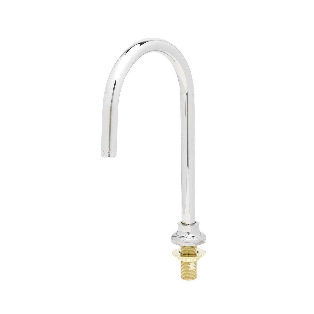 T&S Brass Polished Chrome Deck Mount Rigid Gooseneck Swiveling Spout with Plain End Outlet 