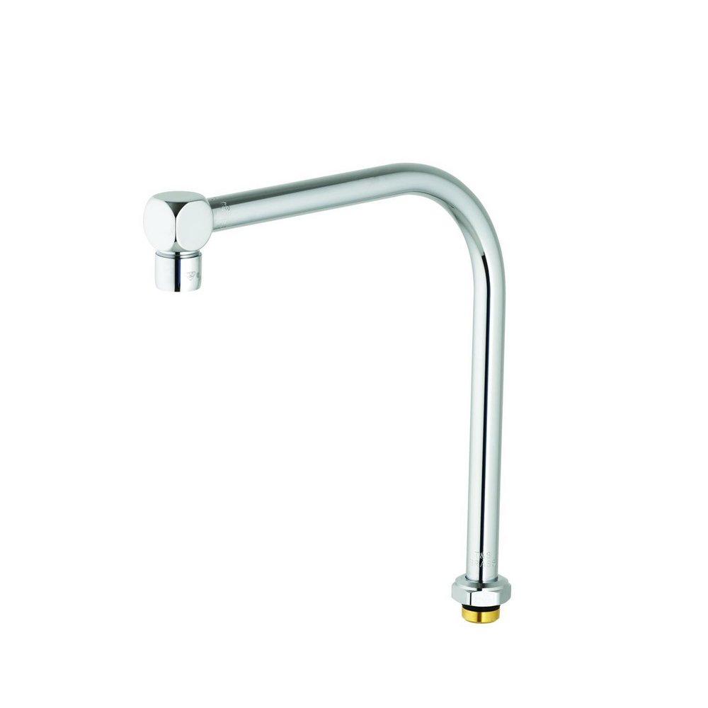 T&S Brass Polished Chrome Swivel Gooseneck Spout with Aerator Outlet 