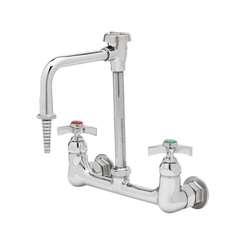 T&S Brass Polished Chrome Wall Mount Lab Mixing Faucet 