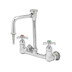Lab Mixing Faucet, Wall Mount, S/R Vacuum Breaker Nozzle, Serrated Tip, 4-Arm Handles