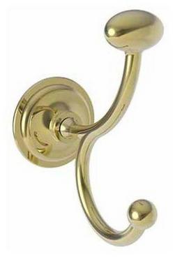 Double Robe Hook in Uncoated Polished Brass