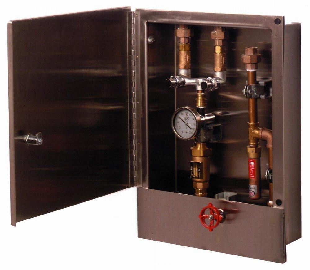 T&S Brass Polished Chrome 1/2 in. Union Hose Reel Control Cabinet with Control Valve 