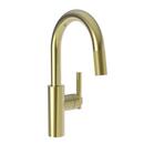 Single Handle Pull Down Bar Faucet in Uncoated Polished Brass - Living