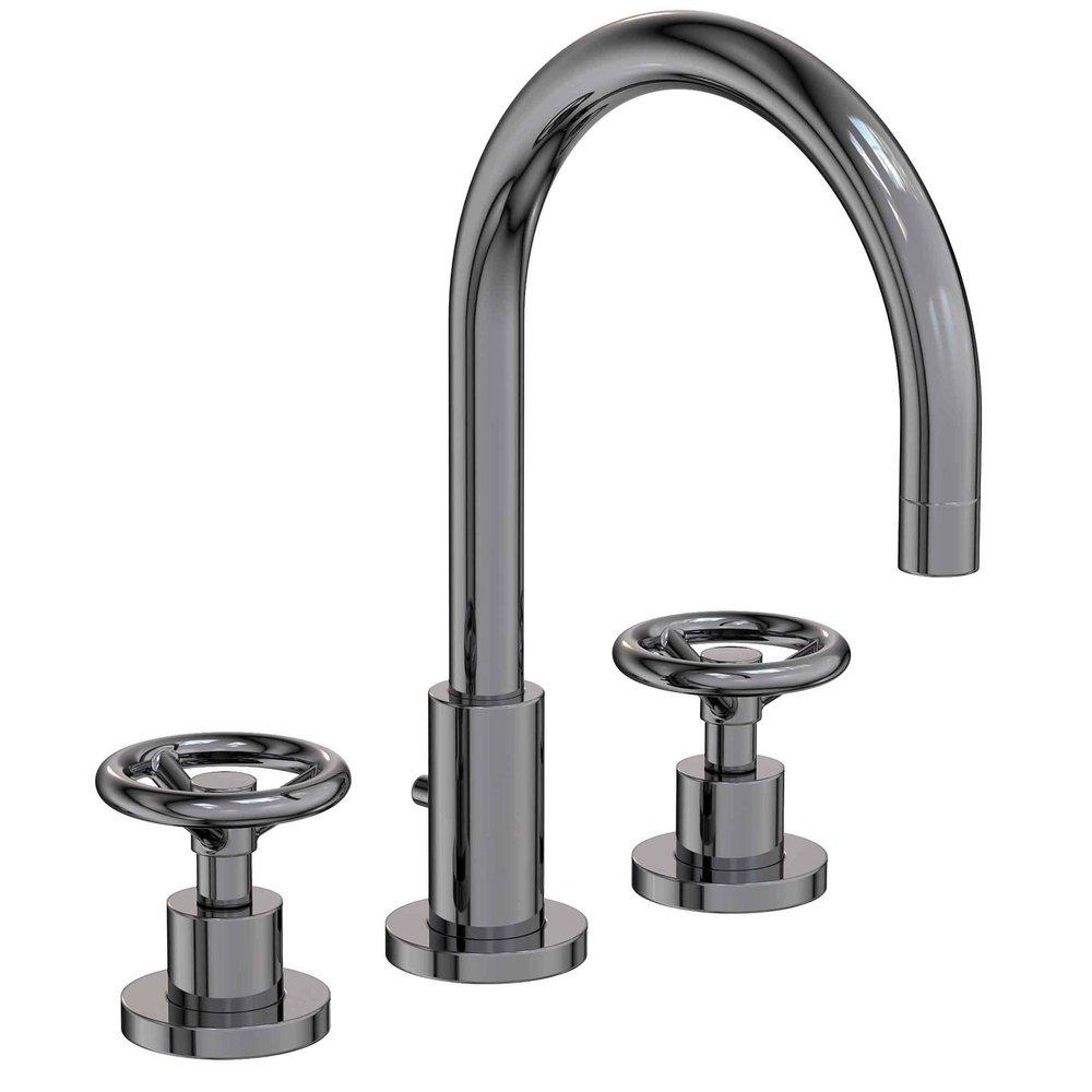 Newport Brass Midnight Chrome Two Handle Widespread Bathroom Sink Faucet Wheel Handle 