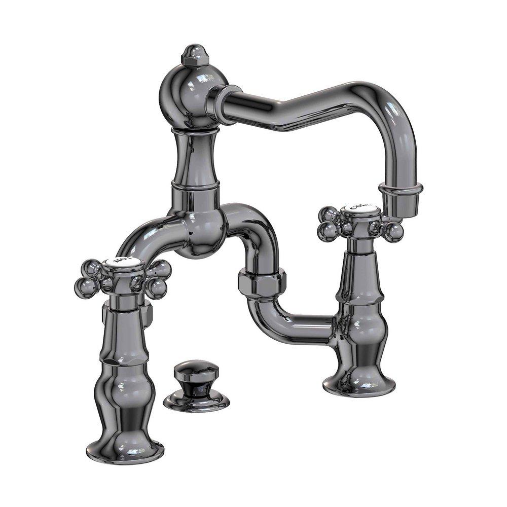 Newport Brass Midnight Chrome Two Handle Widespread Bathroom Sink Faucet Cross Handle 