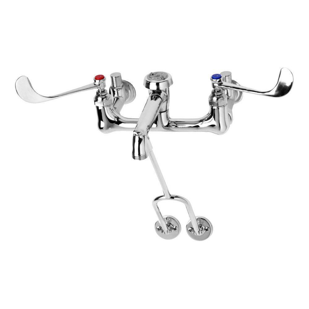 T&S Brass Chrome Plated Two Wristblade Handle Wall Mount Service Faucet 