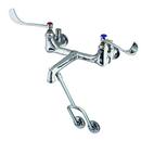 Service Sink Faucet, Wall Mount, 8" Centers, Garden Hose Outlet, Integral Stops, Polish