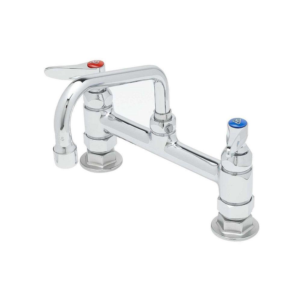 T&S Brass Polished Chrome Plated Two Handle Lever Deck Mount Faucet 