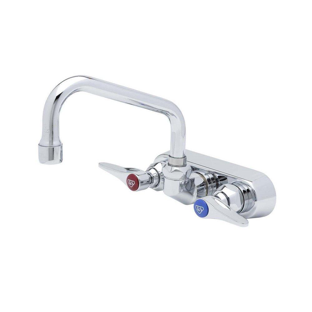 T&S Brass Chrome Plated Two Lever Handle Wall Mount Service Faucet 