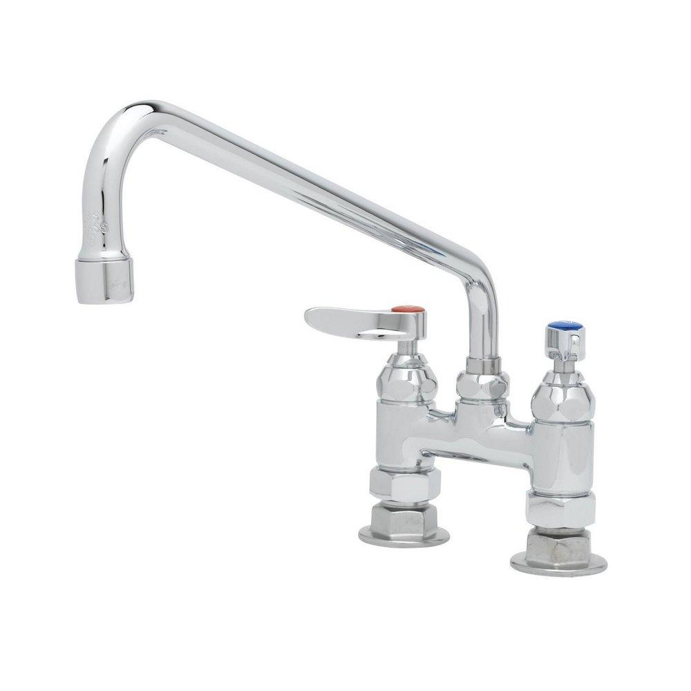 T&S Brass Polished Chrome Plated Two Handle Lever Deck Mount Faucet 