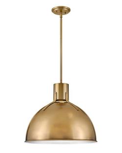 Single Light 20 in. Wide Pendant with LED Bulb Included in Heritage Brass