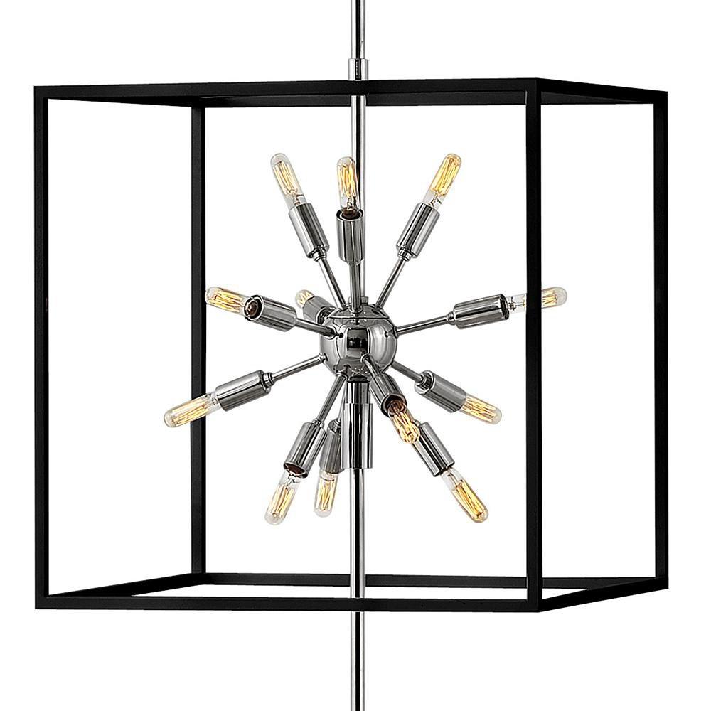 SOME VIEWS ARE BETTER THAN OTHERS. THE STRIKING AROS PENDANT SHOWCASES A PROVOCATIVE MID-CENTURY MODERN STARBURST CLUSTER IN A LUXURIOUS WARM BRASS FINISH FRAMED BY AN ARTICULATING, ANGULAR CAGE IN PR 