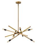 360W 6-Light 26in. Wide Adjustable Single Tier Chandelier with Heritage Brass & Black Accents