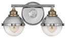 8W 2-Light Medium E-26 Vanity Fixture in Polished Nickel with Heritage Brass