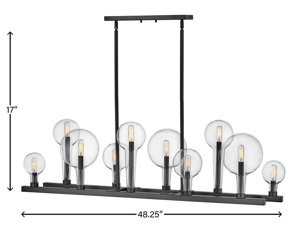 Hinkley Black 17 x 48-3/10 in. 60W 1-Tier 10-Light LED Industrial and Transitional Chandelier 