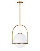 16 in. Wide Pendant with Etched Opal Glass in Heritage Brass