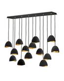 60W 14-Lights E12 Candelabra B11 Pendant in Shell Black with Gold Leaf