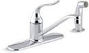 3-Hole Single Lever Handle Kitchen Sink Faucet with Sidespray in Polished Chrome