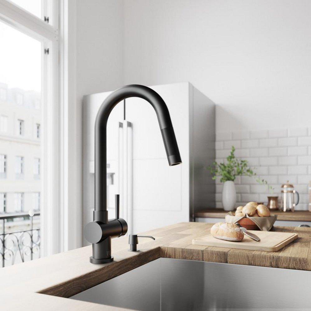Vigo Industries Matte Black Pull Down Kitchen Faucet 