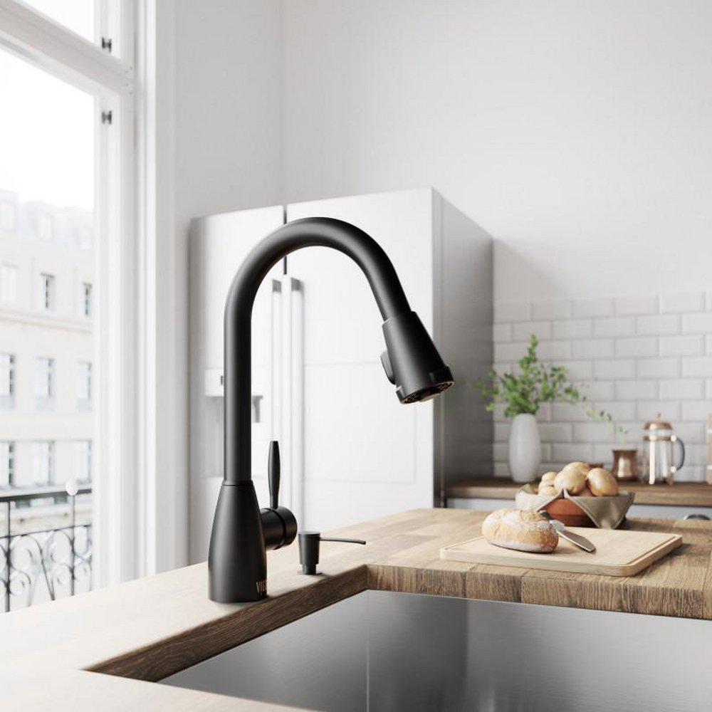 Vigo Industries Matte Black Pull Out Kitchen Faucet 