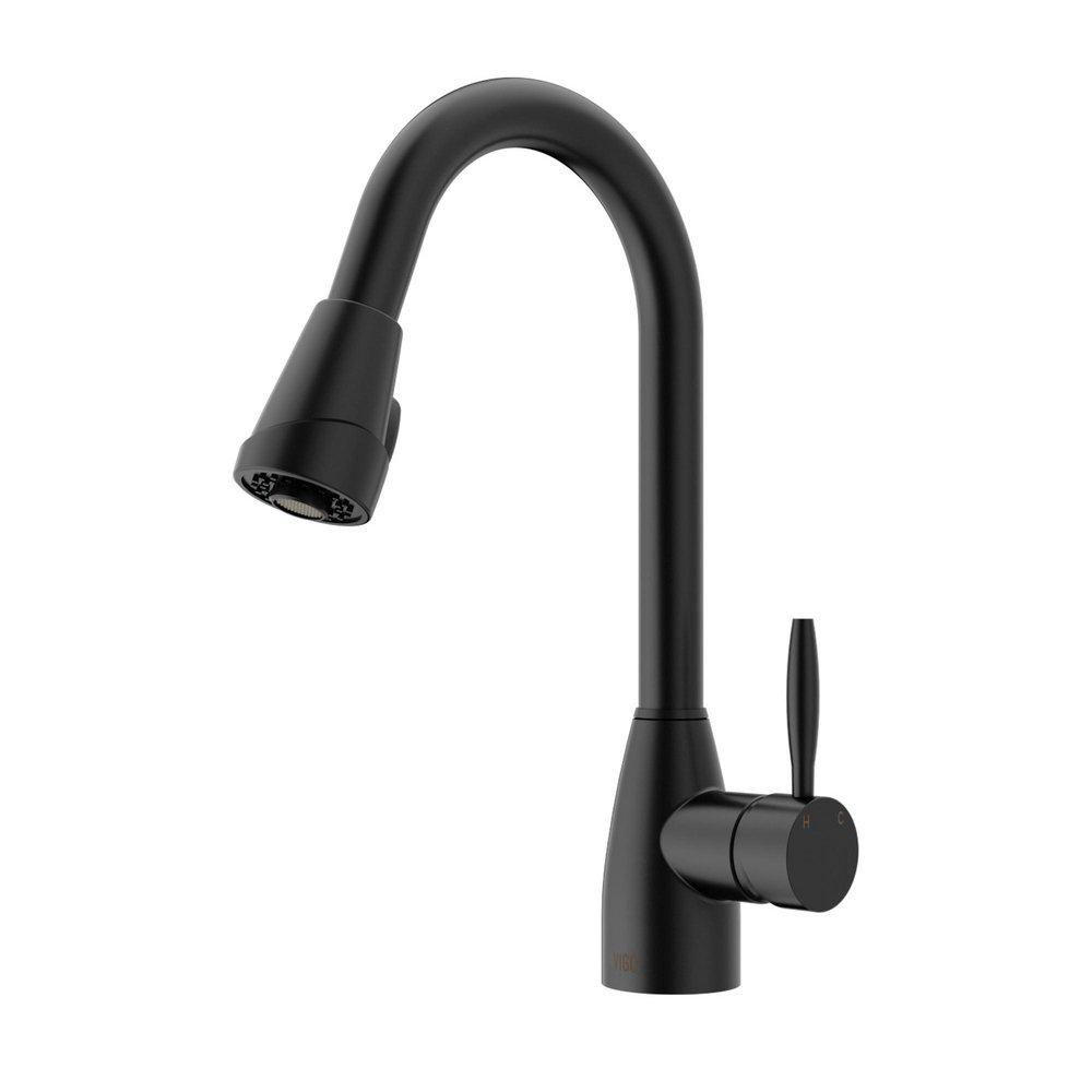 Vigo Industries Matte Black Pull Out Kitchen Faucet 