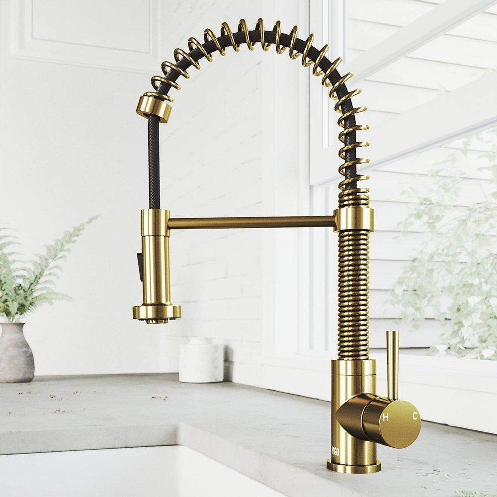 Vigo Industries Matte Gold Pull Down Kitchen Faucet 