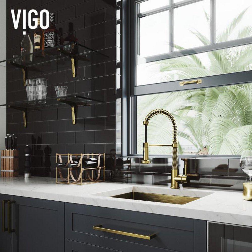 Vigo Industries Matte Gold Pull Down Kitchen Faucet 