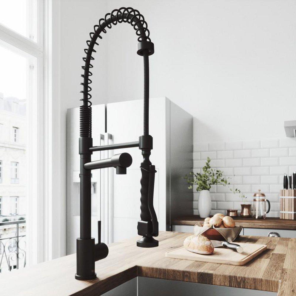 Vigo Industries Matte Black Pull Down Kitchen Faucet 