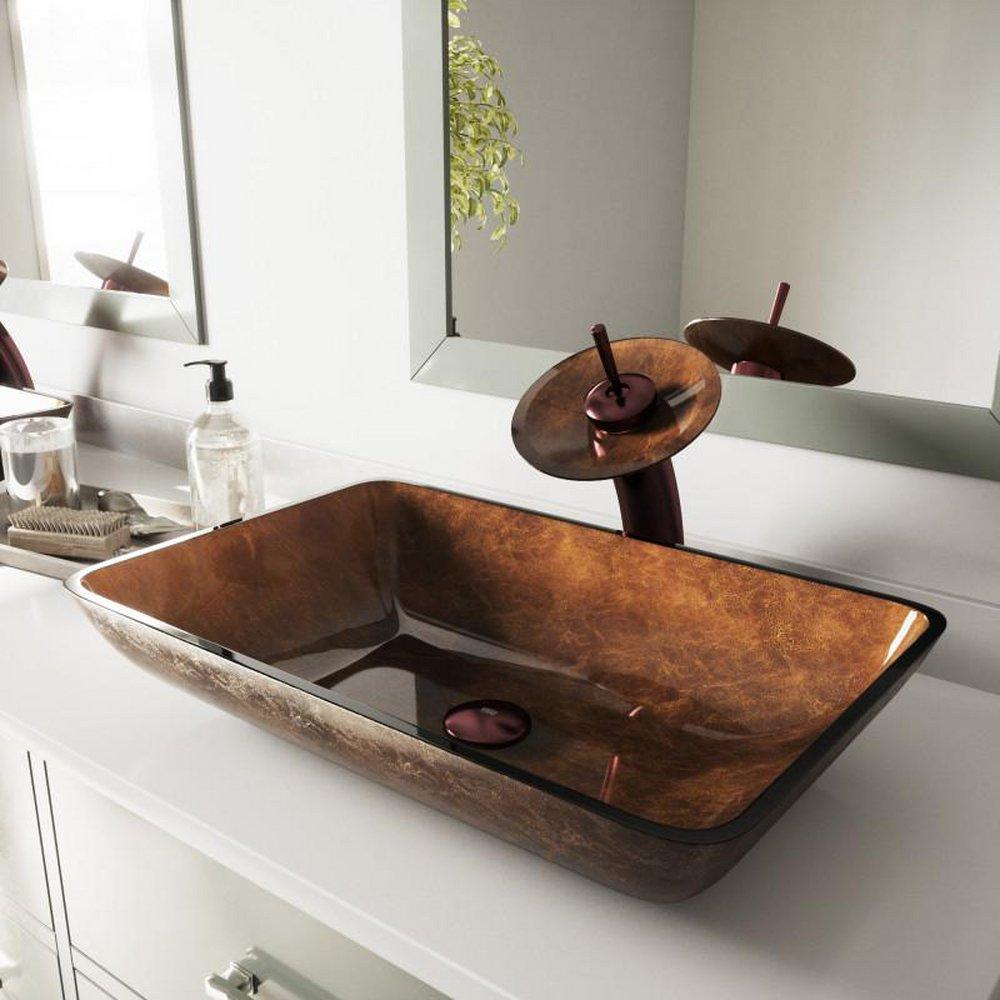 VIGO Russet Vessel Mount Bathroom Sink 