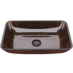 18 x 13 in. Vessel Glass Rectangular Bathroom Sink in Russet