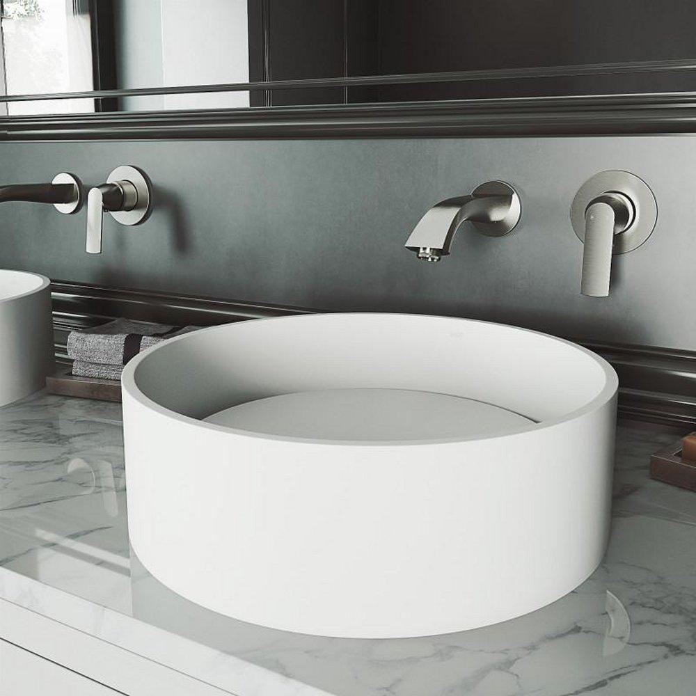 VIGO Matte White Vessel Mount Bathroom Sink 