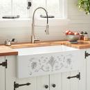 Signature Hardware White/Grey Tuscany Motif 32-3/4 x 20 in. Fireclay Single Bowl Farmhouse Kitchen Sink 