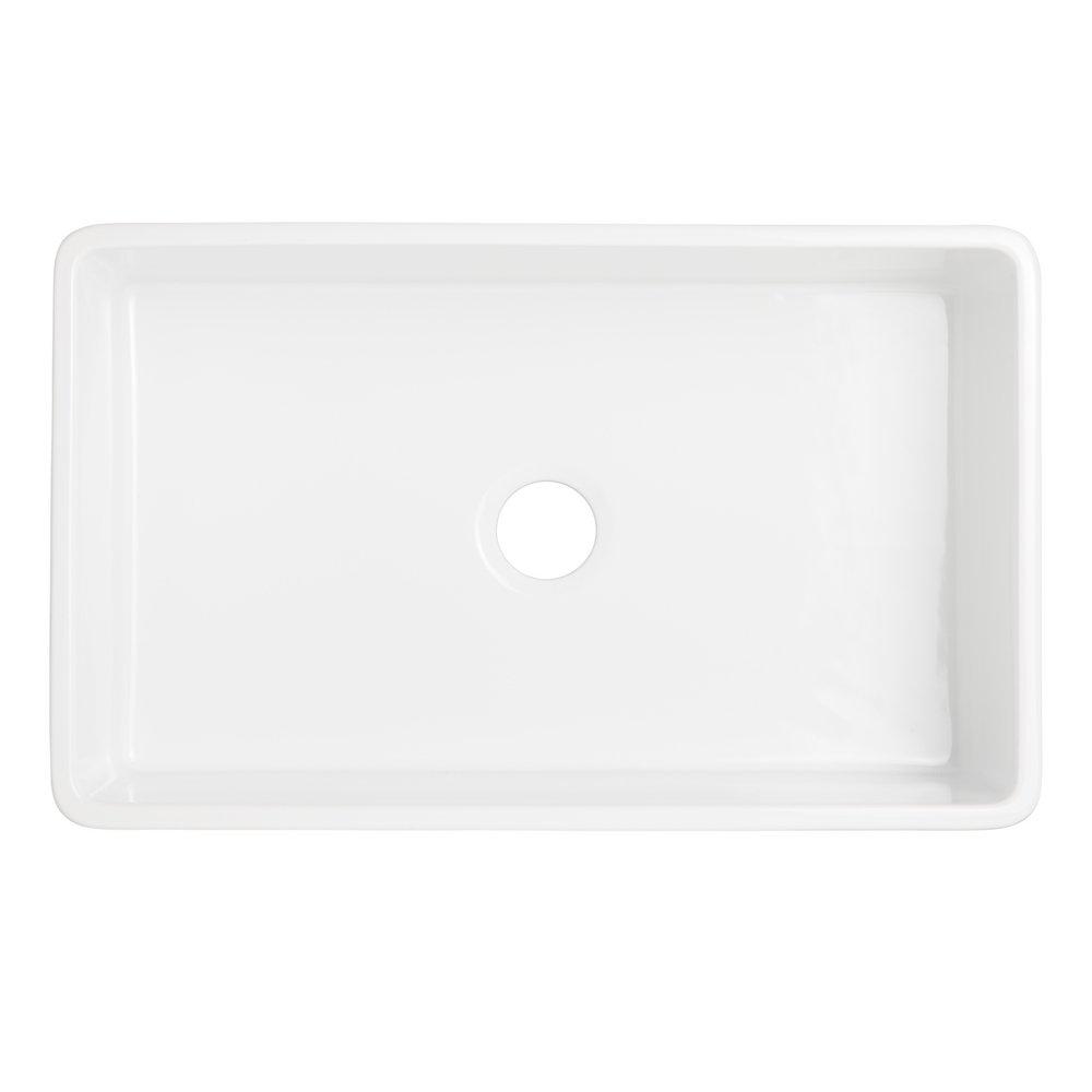 Signature Hardware White/Grey Tuscany Motif 32-3/4 x 20 in. Fireclay Single Bowl Farmhouse Kitchen Sink 