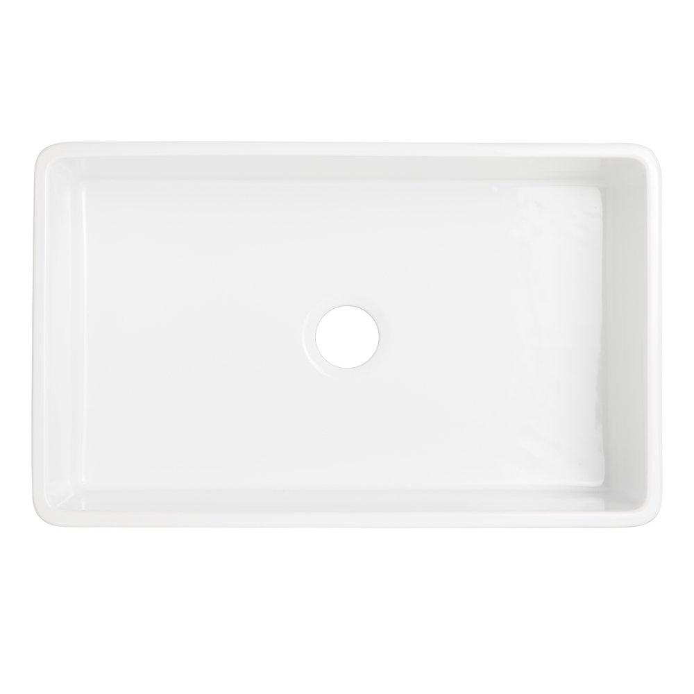 Signature Hardware White/Blue Medallion Motif 29-7/8 x 20 in. Fireclay Single Bowl Farmhouse Kitchen Sink 