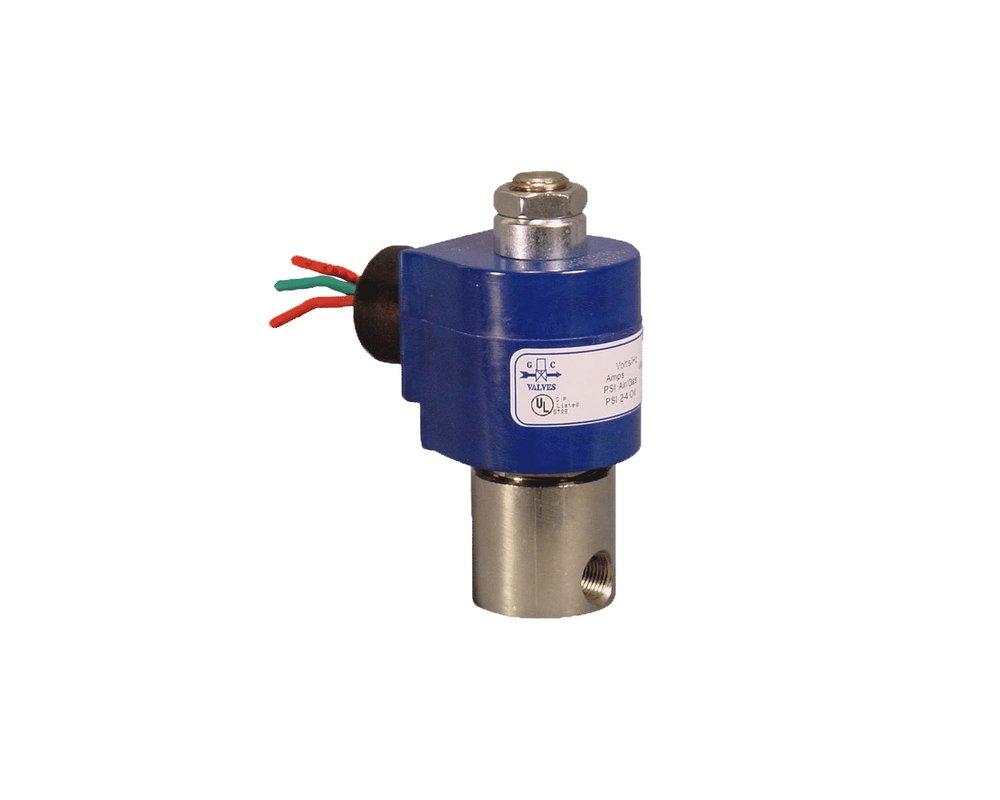 GC VALVES NSF APPROVED 1/8" STAINLESS STEEL NORMALLY OPEN DIRECT ACTING SOLENOID VALVE, 120VAC 
