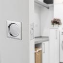 SQUARE POCKET DOOR LOCK SATIN CHROME 